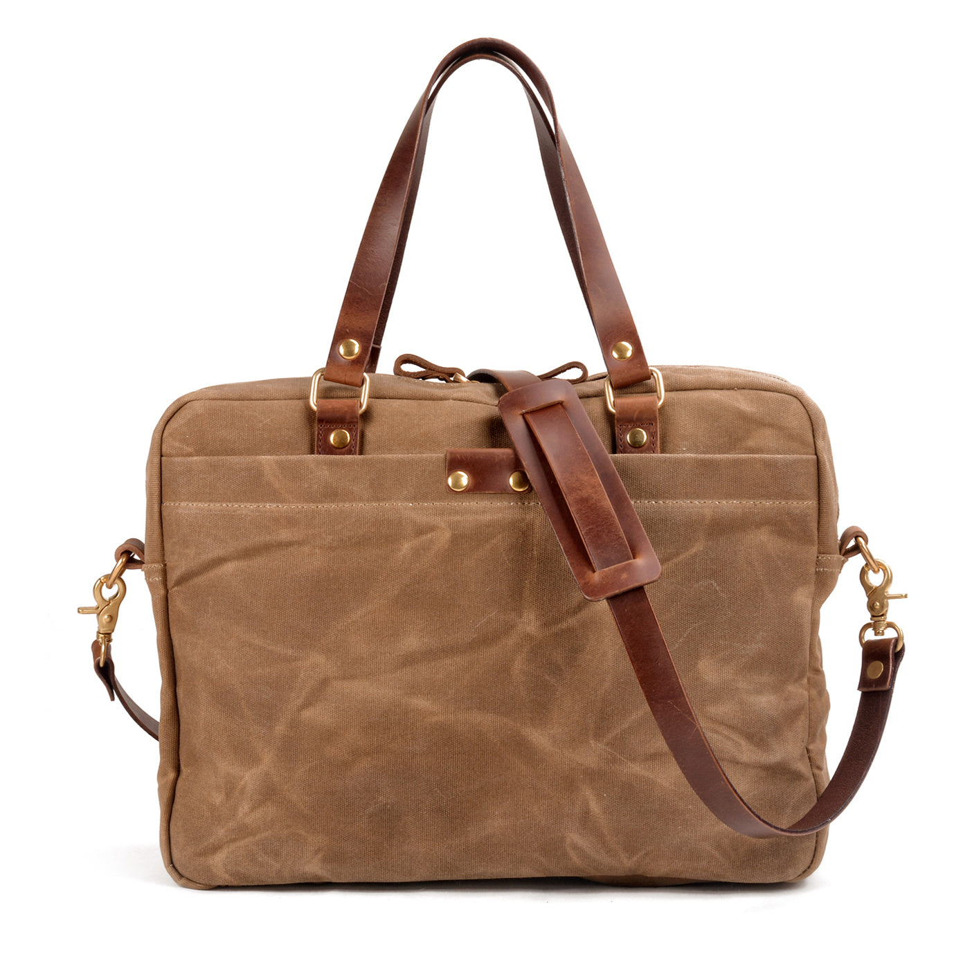 Canvas Briefcase Laptop Bag,Satchels Waxed Canvas For Men-i7bags Khaki