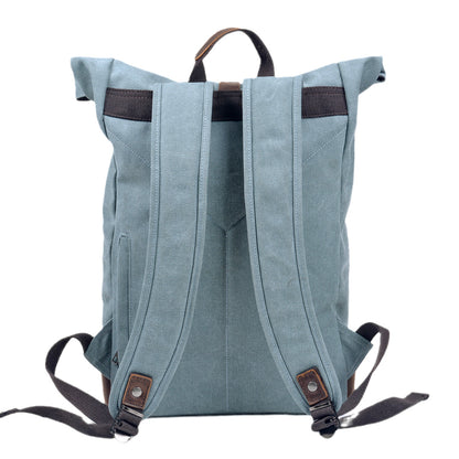 Canvas Leather Bag,Cotton Canvas Roll Top Backpack,Backpack For Women-i7bags