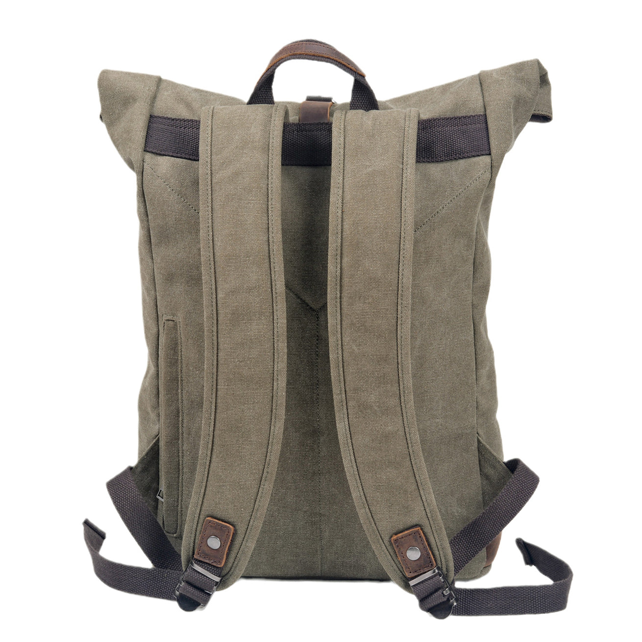 Canvas Leather Bag,Cotton Canvas Roll Top Backpack,Backpack For Women-i7bags