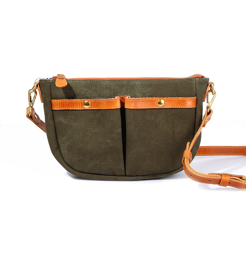 Canvas Leather Saddle Crossbody Bag For men For Women-i7bags