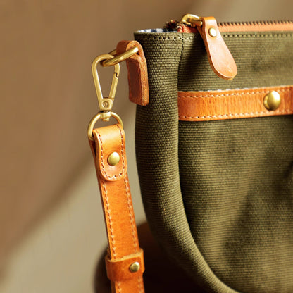 Canvas Leather Saddle Crossbody Bag For men For Women-i7bags