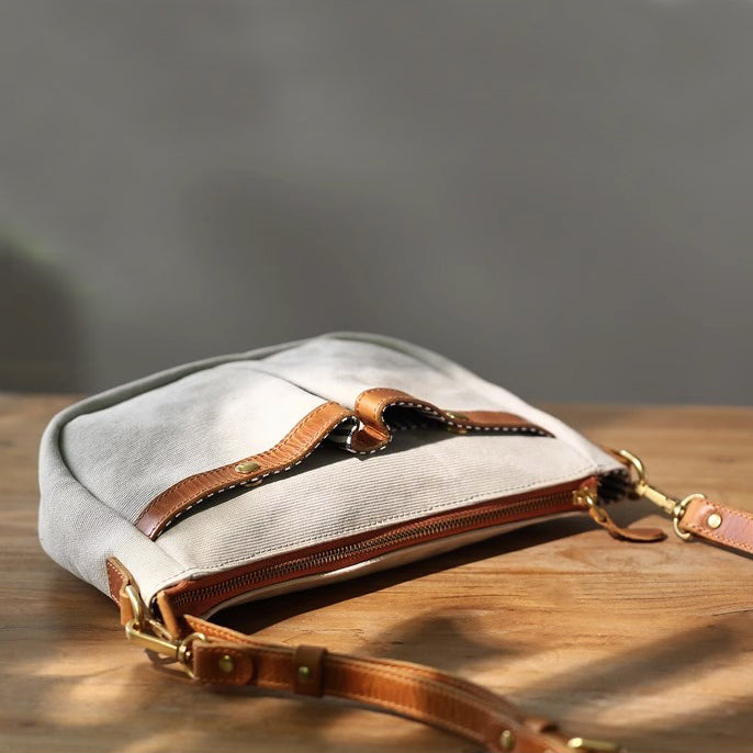 Canvas Leather Saddle Crossbody Bag For men For Women-i7bags