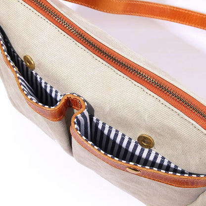 Canvas Leather Saddle Crossbody Bag For men For Women-i7bags