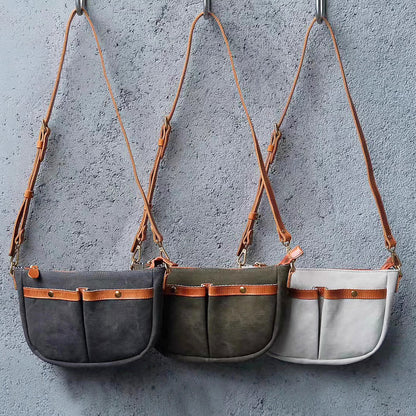 Canvas Leather Saddle Crossbody Bag For men For Women-i7bags