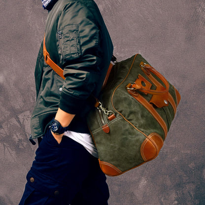 Canvas Duffle Bag Italian Leather Large Weekender Bag