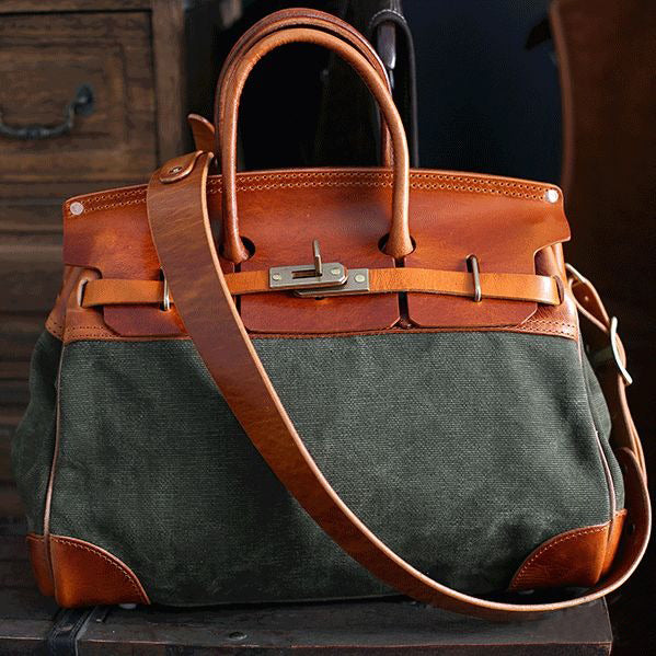 Canvas And Leather Handbags - Stylish unisex work bag with leather details and durable canvas.