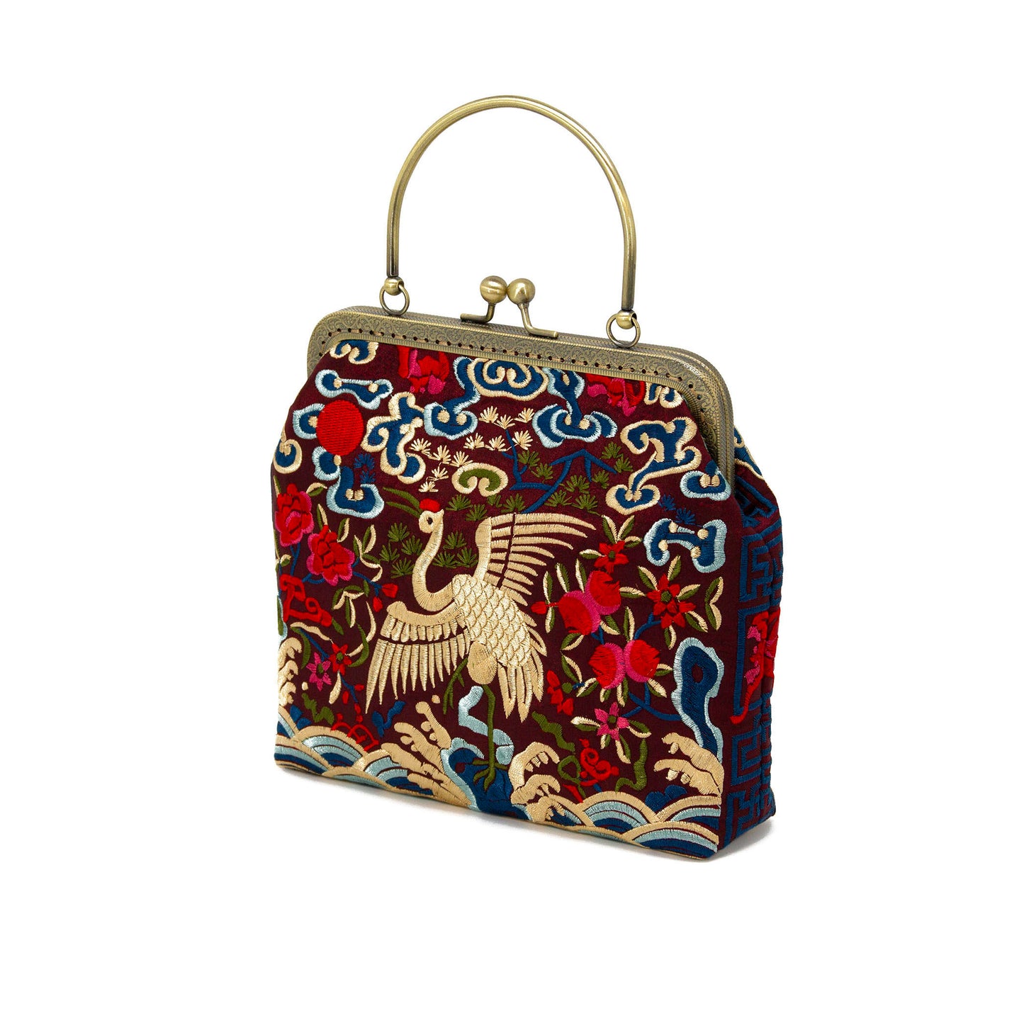 Embroidered Crane Bags-Red-2