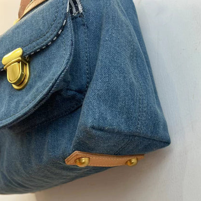 Denim And Leather Crossbody Bag,Denim Canvas And Leather Bag,Blue Denim And Leathe Bag-i7bags