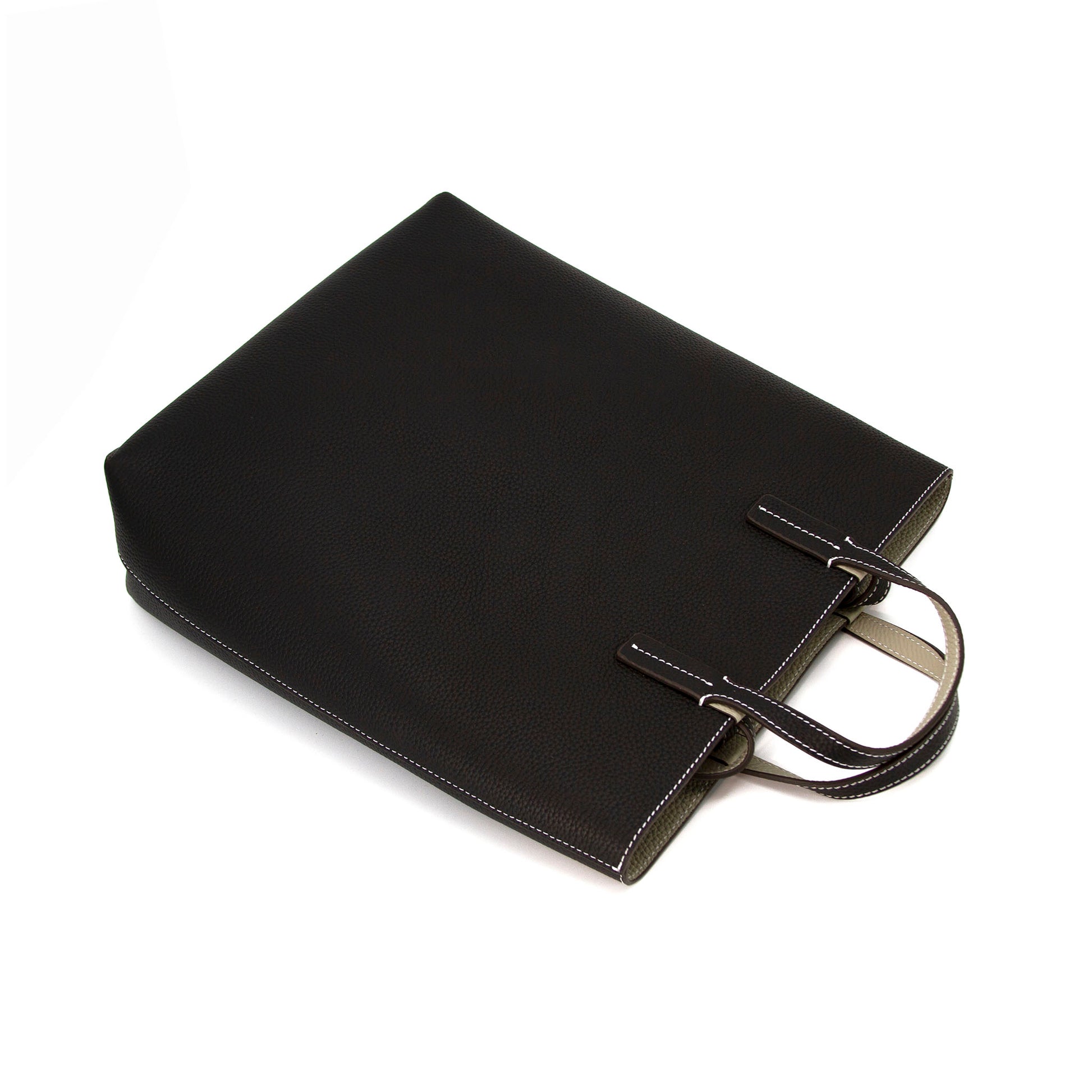 Double Sided Color Leather Bag-Black-3