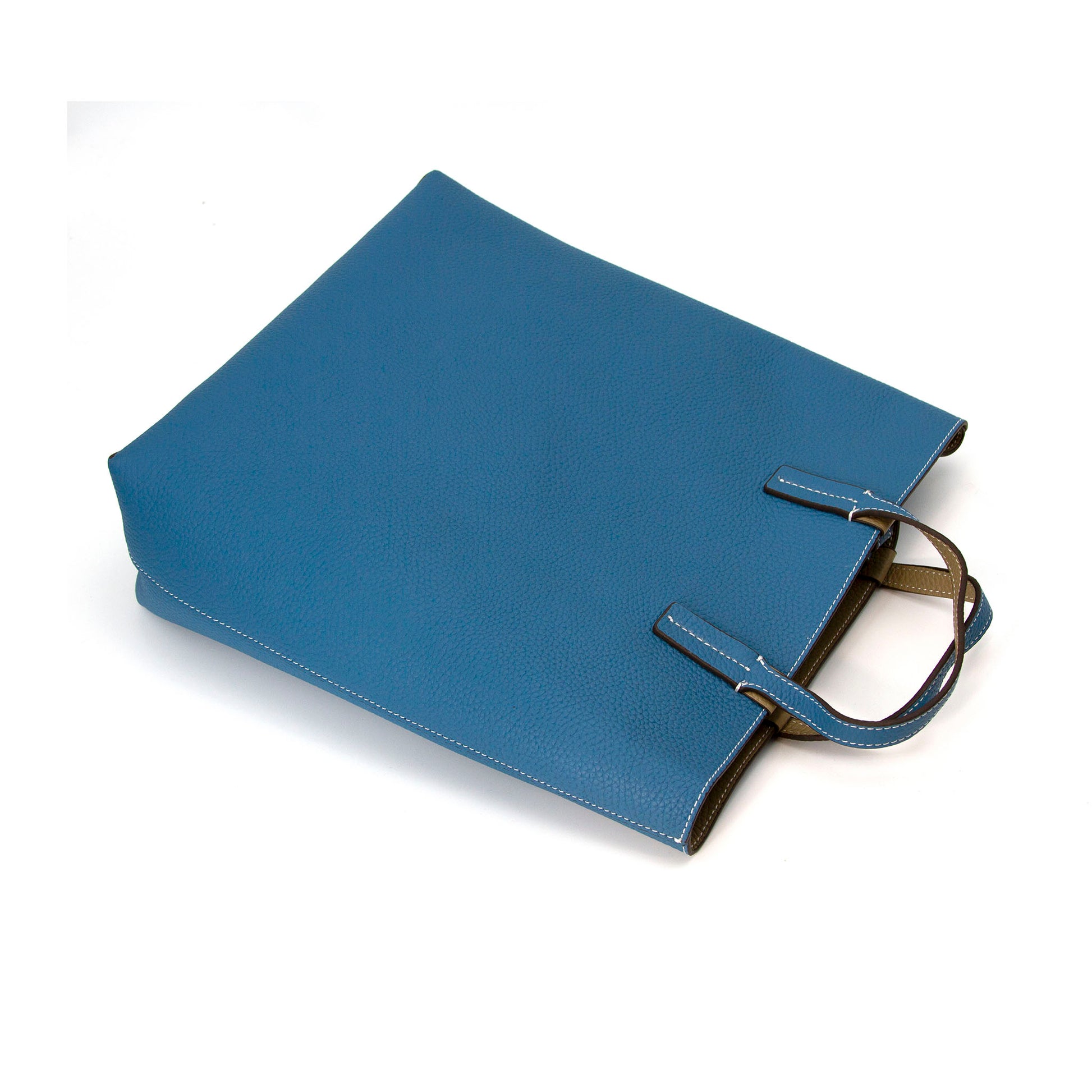 Double Sided Color Leather Bag-Blue-3