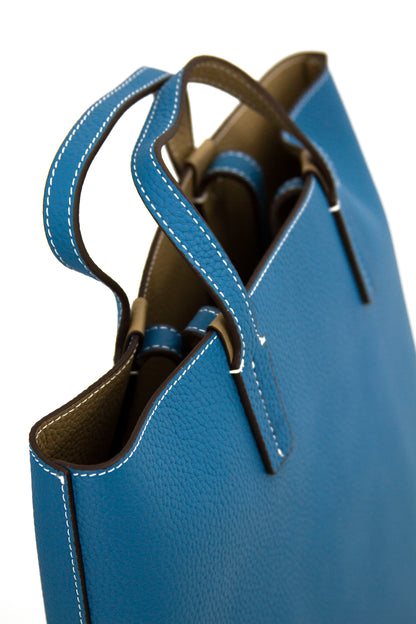 Double Sided Color Leather Bag-Blue-6