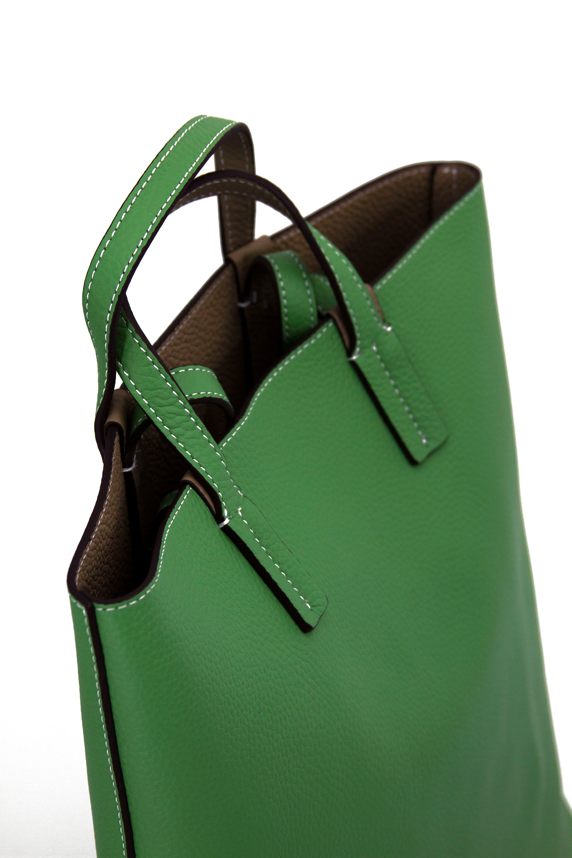 Double Sided Color Leather Bag-Green-6