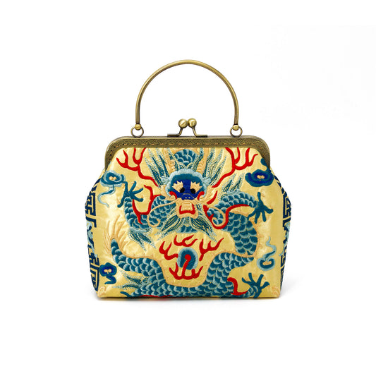 Embroidered Dragon Bags-Light Almond-1