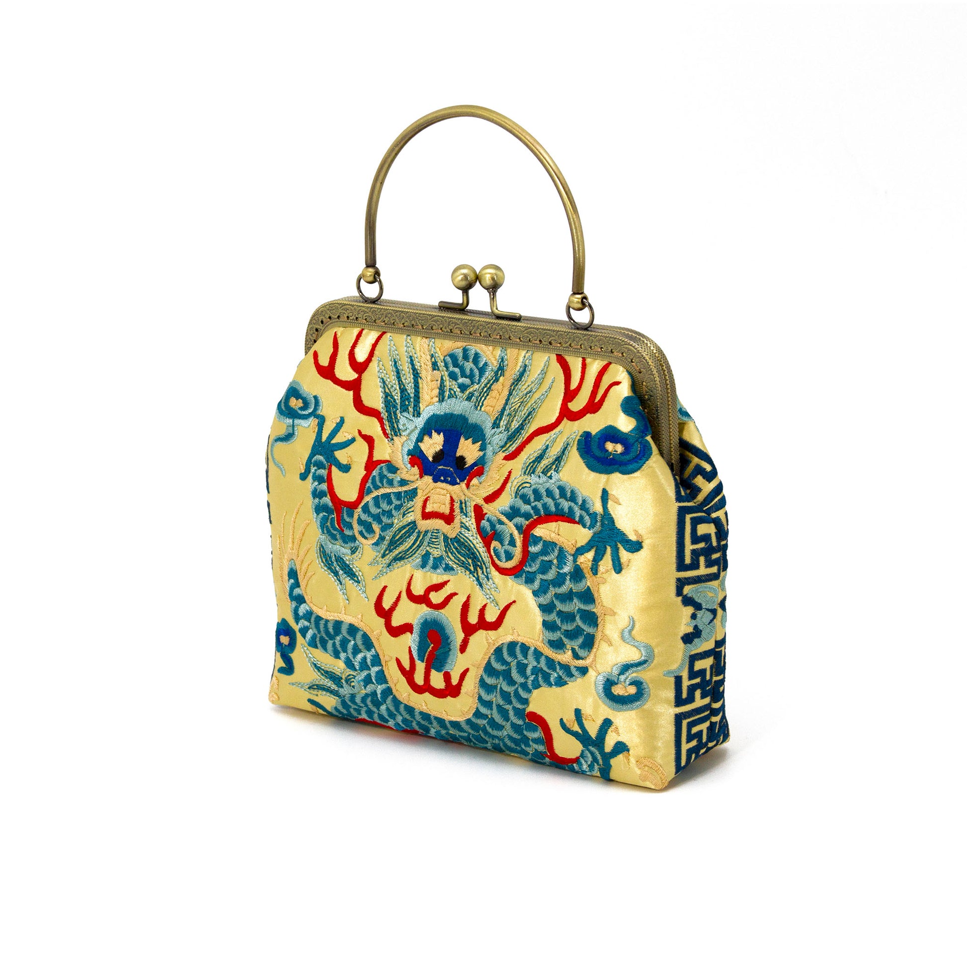 Embroidered Dragon Bags-Light Almond-2