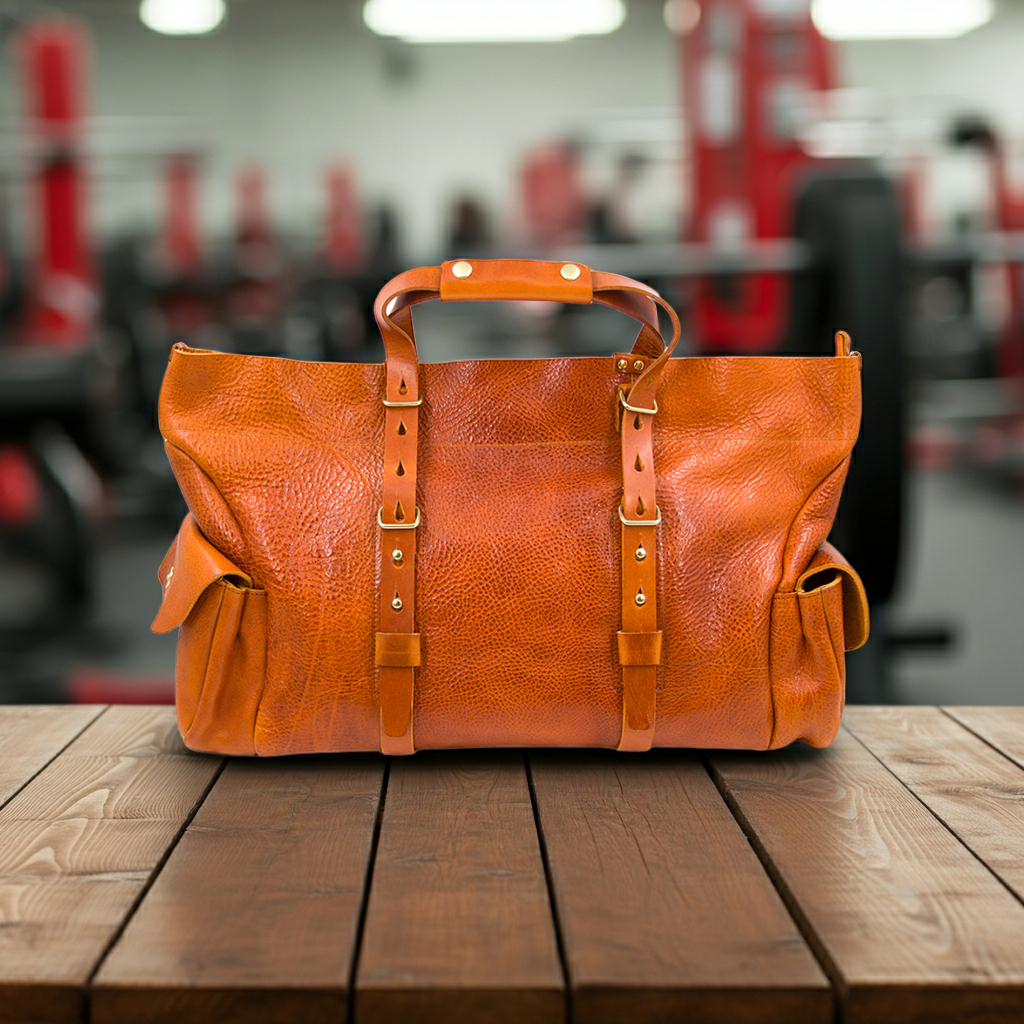 Large Italian Genuine Leather Travel Bag, Soft Leather Weekend Travel Bag, 21.7in Length -i7bags