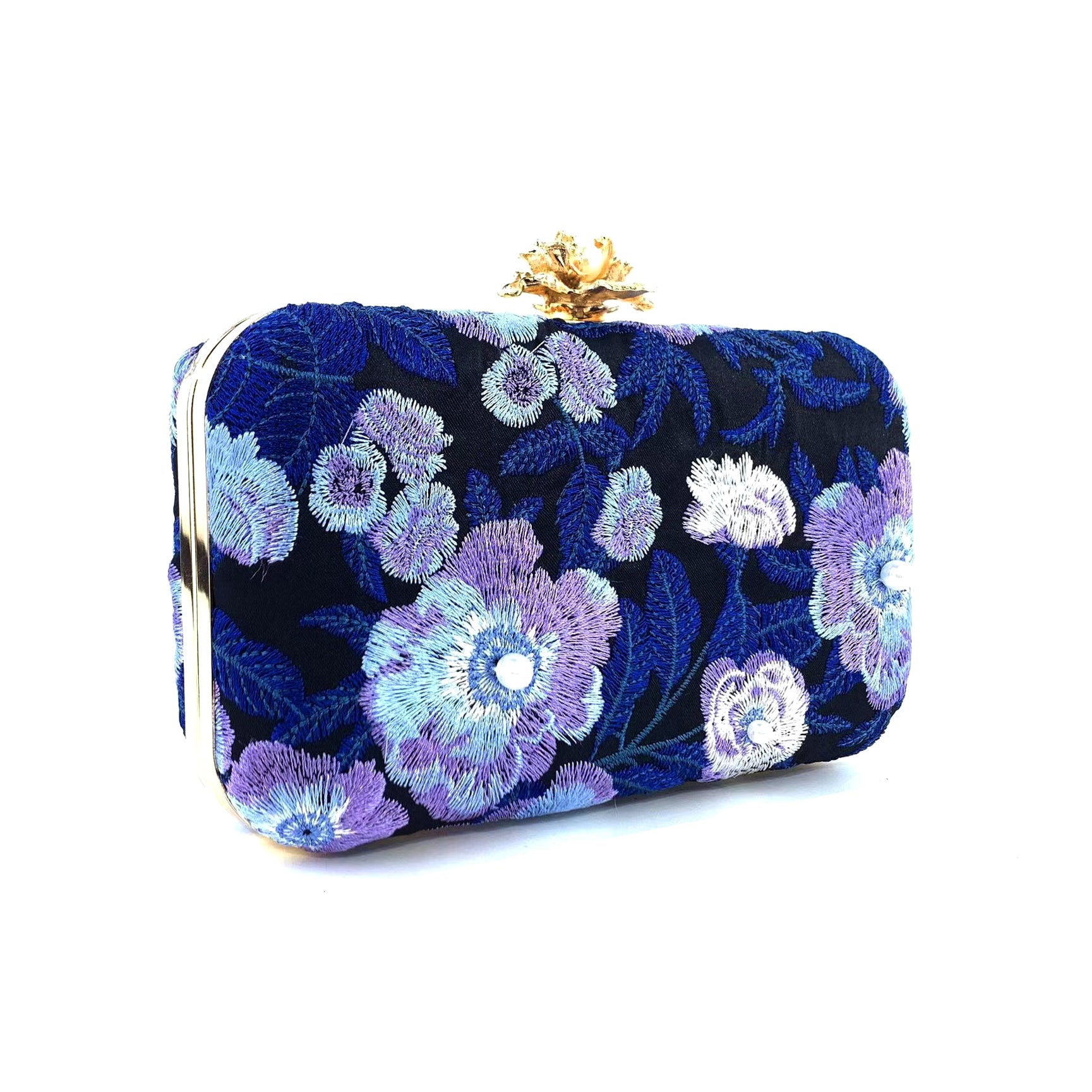 Evening Bag-Embroidered Bag-Dark Blue