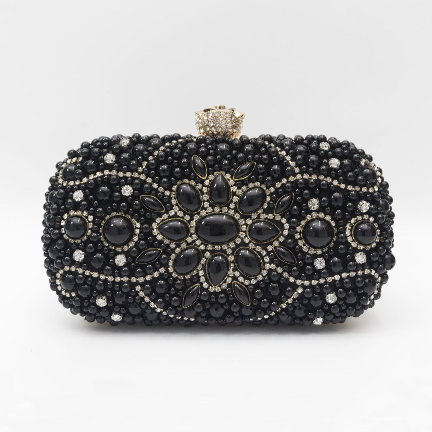 Evening Bag,Bridal Pearl Clutch-Black-1