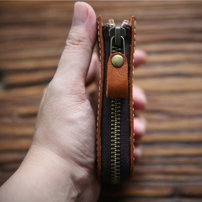 Full Grain Leather Short Wallet - Premium Cowhide Compact Purse