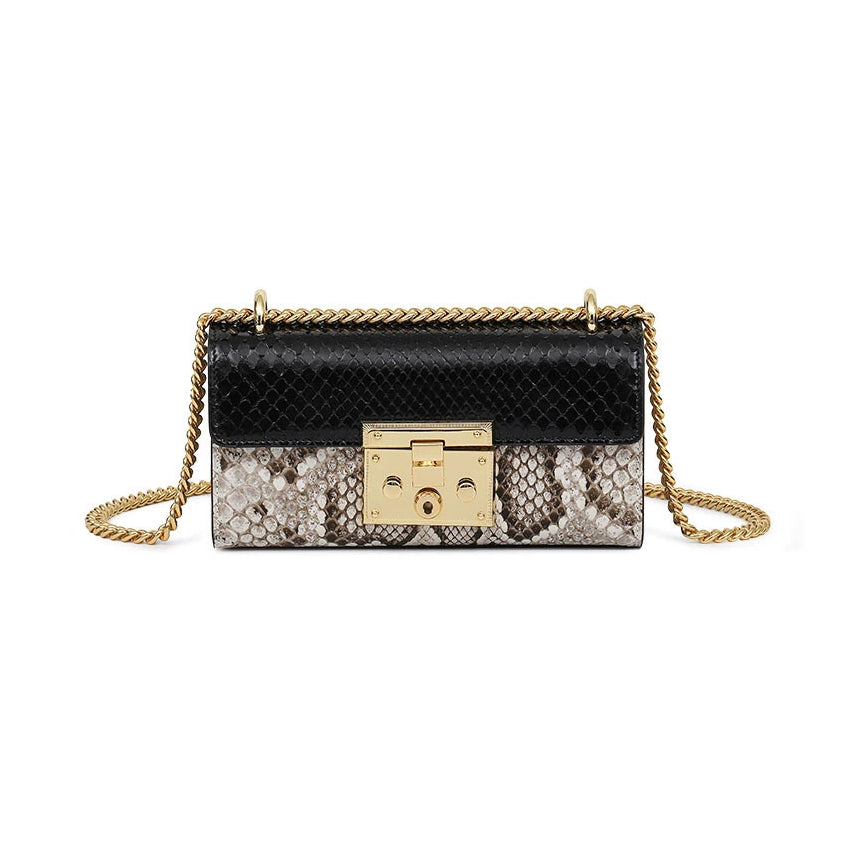 Genuine Python Leather Handbags, Luxury Shoulder Bags For Women, Rare Snakeskin Evening Bags-i7bags Gray