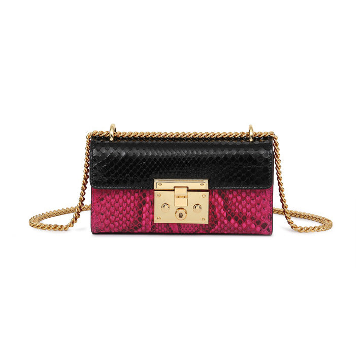 Genuine Python Leather Handbags, Luxury Shoulder Bags For Women, Rare Snakeskin Evening Bags-i7bags Red