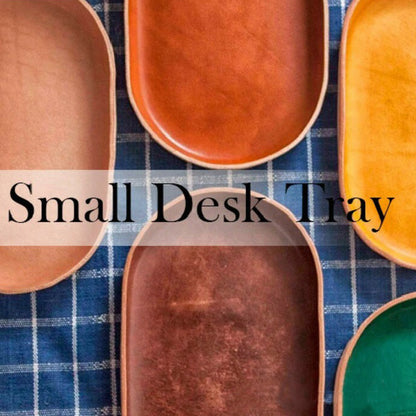 Genuine Leather Oval Tray - Full Grain Cowhide Catchall Organizer