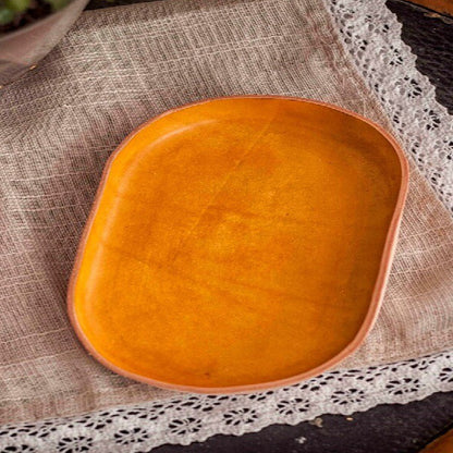 Genuine Leather Oval Tray - Full Grain Cowhide Catchall Organizer