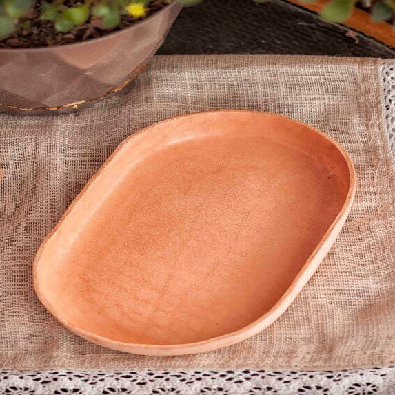 Genuine Leather Oval Tray - Full Grain Cowhide Catchall Organizer