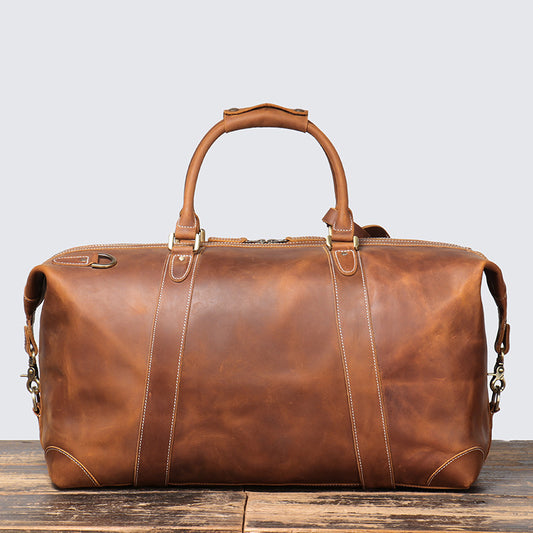 Vintage|Tannery Craft, Genuine leather large travel bag For Man For Women, Crossbody Luggage Bag, 19.7 in Length