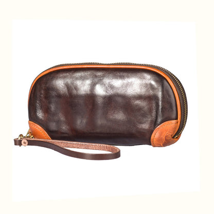Handmade Distressed Leather Clutch Wallet Wristlet