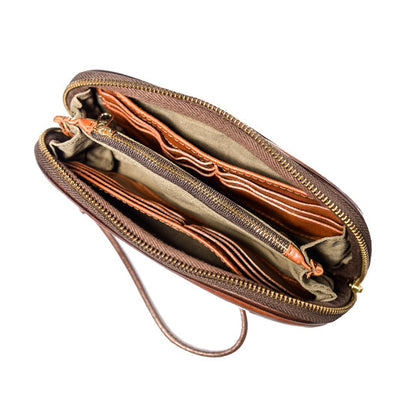 Handmade Distressed Leather Clutch Wallet Wristlet