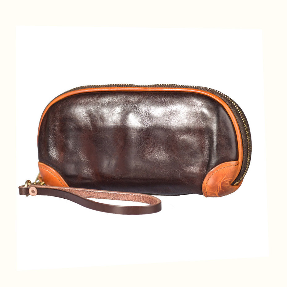 Handmade Distressed Leather Clutch Wallet Wristlet