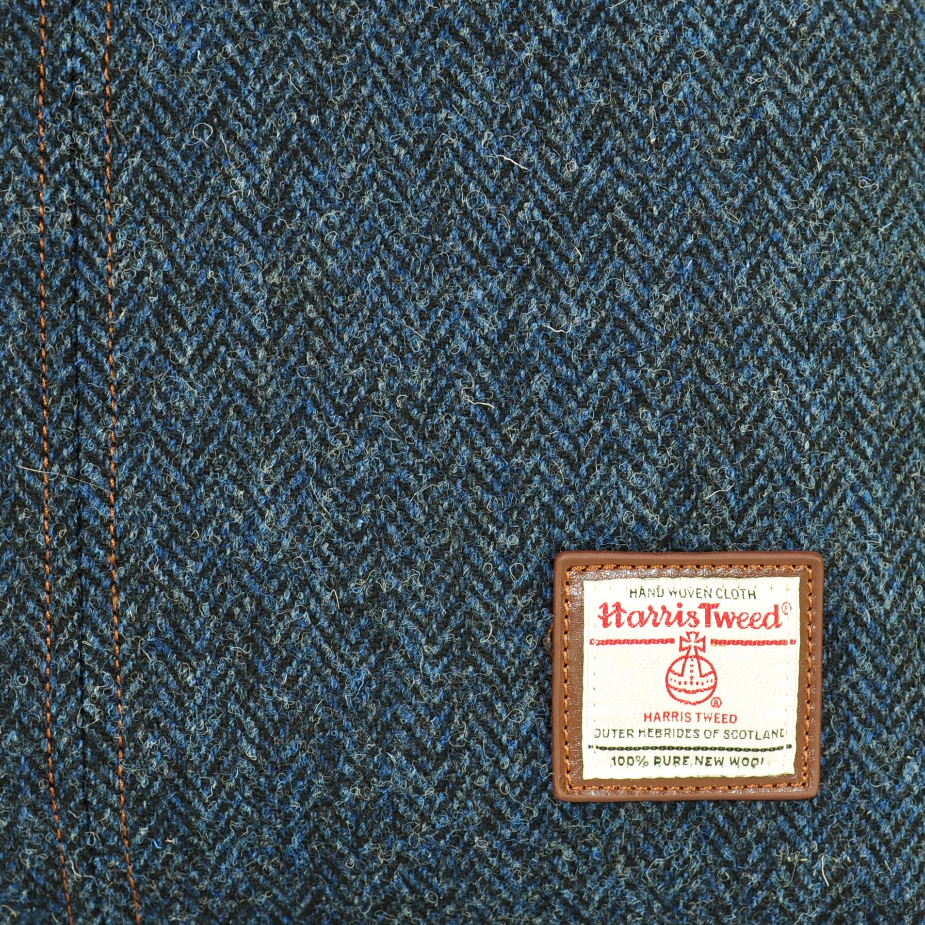 Harris Tweed Leather Handle Vertical Briefcase-Blue-4