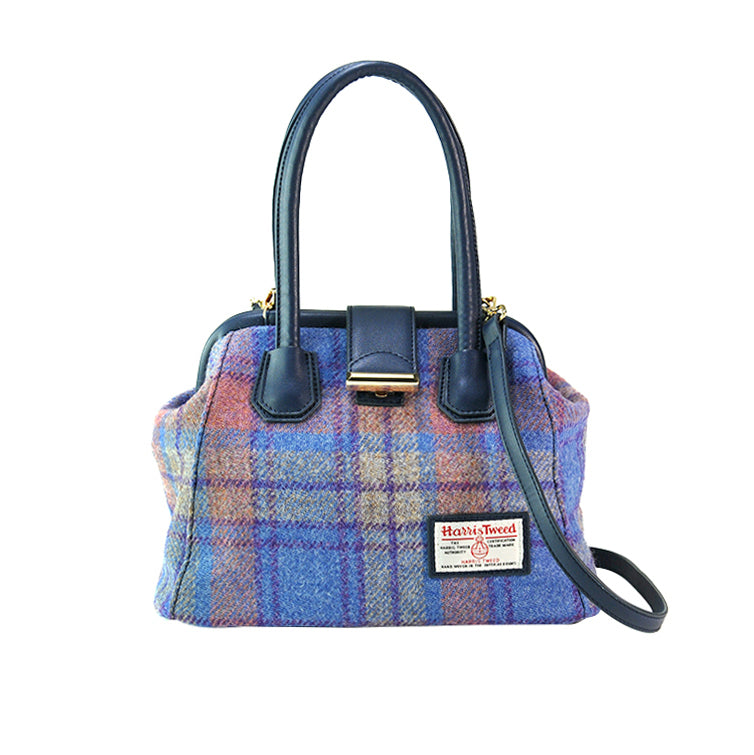 HARRIS TWEED 'Spey' Tote Bag in Blue Purple Check, Made in on sale Scotland, Harris Tweed shoulder bag, Tartan, Harris Tweed Tote Bag (COL 98)