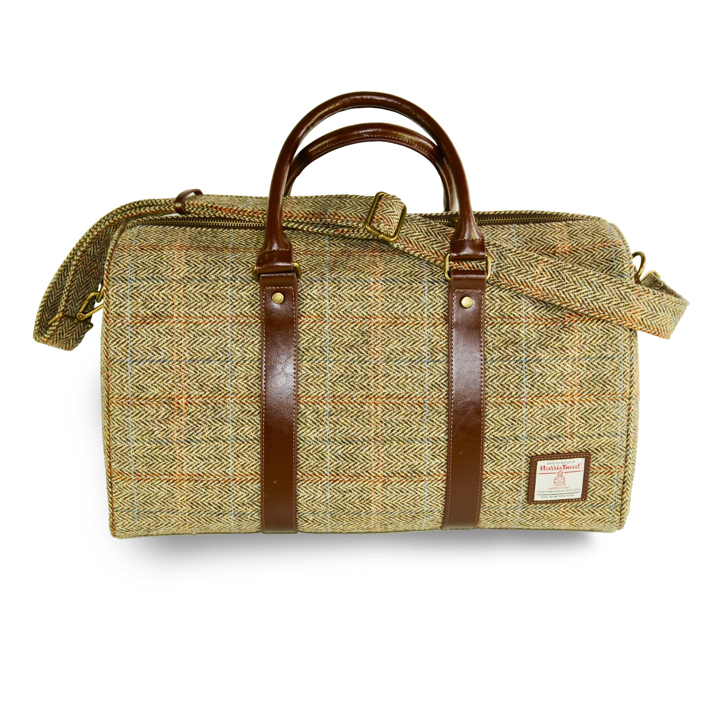 Large Harris Tweed Wool leather Travel Tote Shoulder Bag-i7bags