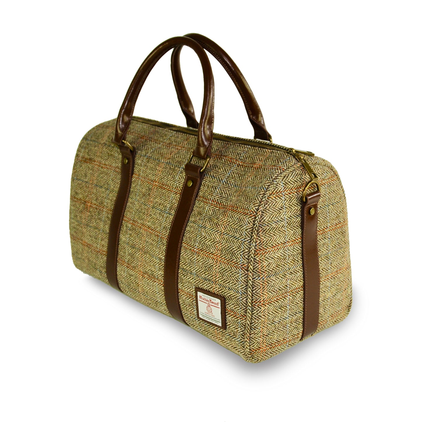 Large Harris Tweed Wool leather Travel Tote Shoulder Bag-i7bags