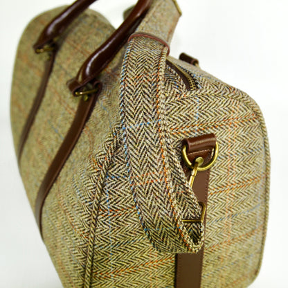 Large Harris Tweed Wool leather Travel Tote Shoulder Bag-i7bags