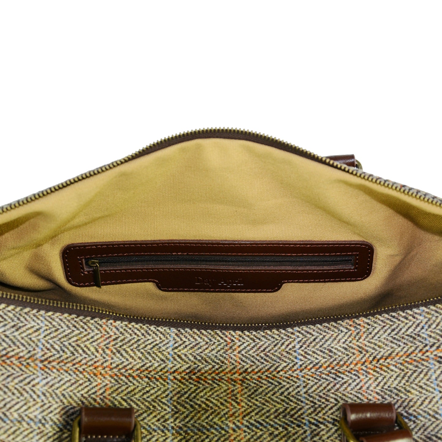 Large Harris Tweed Wool leather Travel Tote Shoulder Bag-i7bags