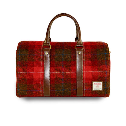 Large Harris Tweed Wool leather Travel Tote Shoulder Bag-i7bags