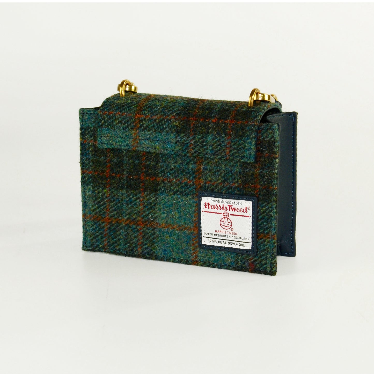 Harris Tweed wool Tassel Clasp Bag-Green-4