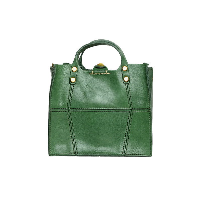Italian Leather Small Shoulder Bag For Women,Geometric Splicing Leather Small Bag-i7bags Green