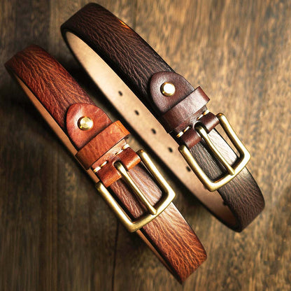 Italian Leather Belt with Distressed Hand-Finished Texture