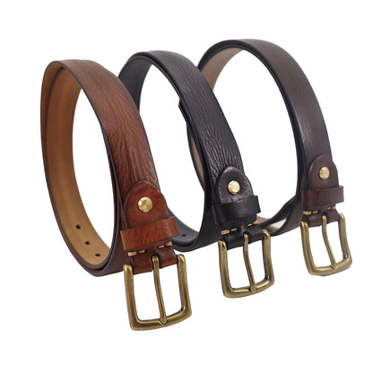 Italian Leather Belt with Distressed Hand-Finished Texture