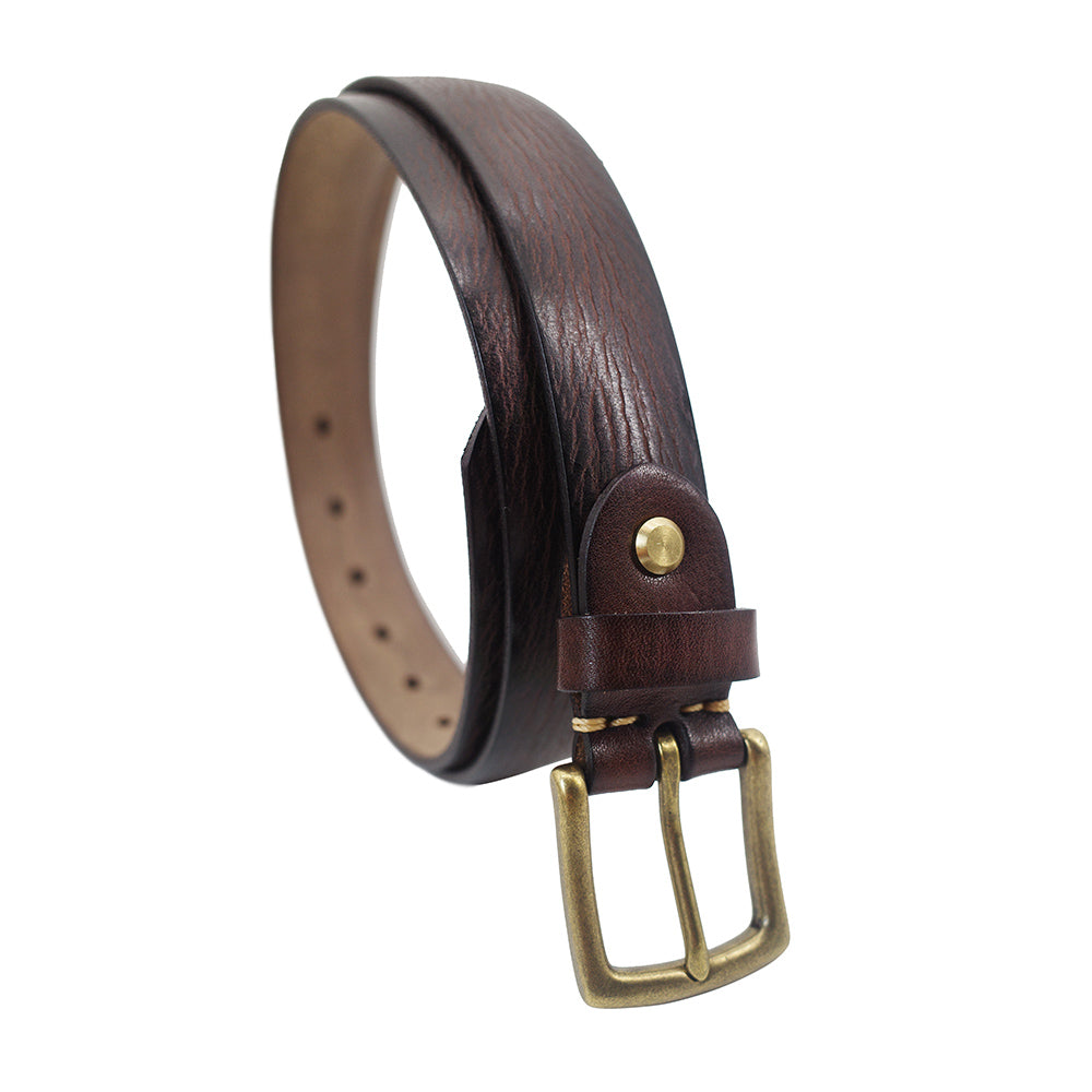 Italian Leather Belt with Distressed Hand-Finished Texture
