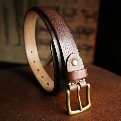 Italian Leather Belt with Distressed Hand-Finished Texture