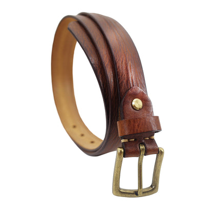 Italian Leather Belt with Distressed Hand-Finished Texture