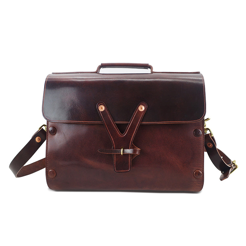 Handmade Italian Leather Laptop Bag Men 15in Convertible Briefcase with adjustable strap