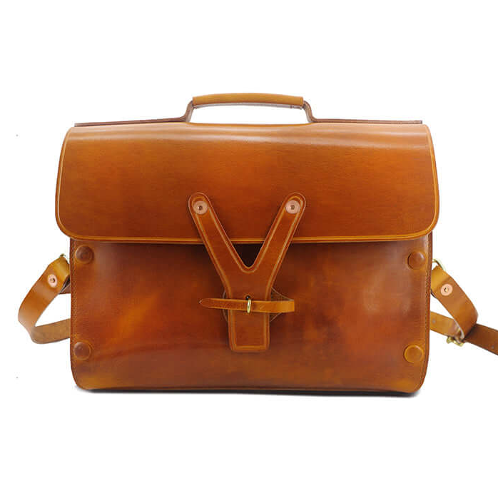 Bolsa de portátil de cuero italiano hecha a mano para hombres de 15 pulgadas, maletín convertible