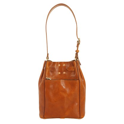 Classic Italian Leather Bucket Bag Women 12.4in Tuscan Shoulder Handbag