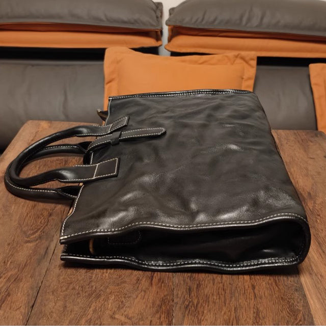 Laptop Vegetable Tanned Leather Bag For Men,Crossbody Briefcase-i7bags