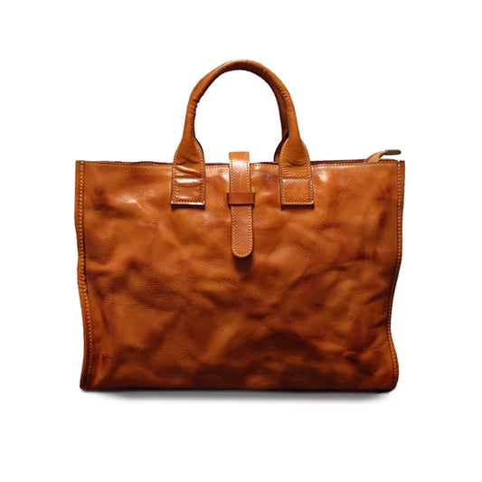 Laptop Vegetable Tanned Leather Bag For Men,Crossbody Briefcase-i7bags